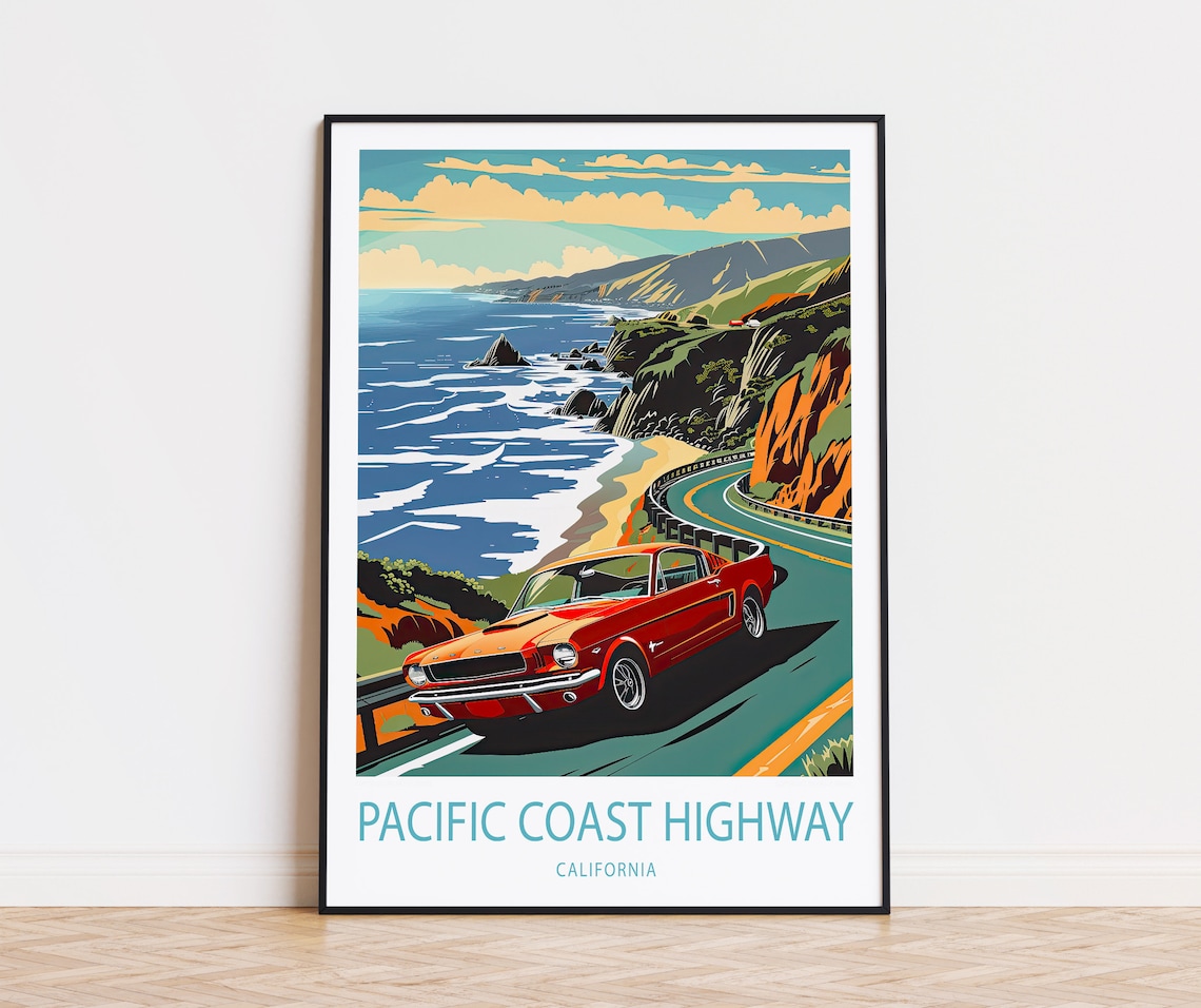 Pacific Coast Highway Travel Poster, California