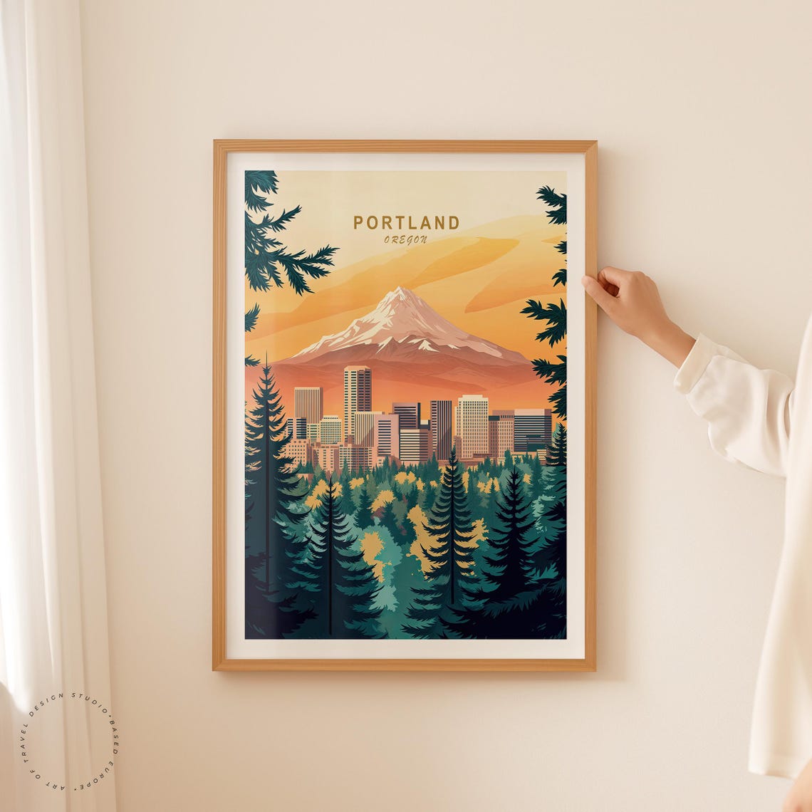 Portland Travel Poster Portland Oregon Print Oregon Wall Art Sunset Poster Personalised Travel Poster Birthday Gifts - Image 2
