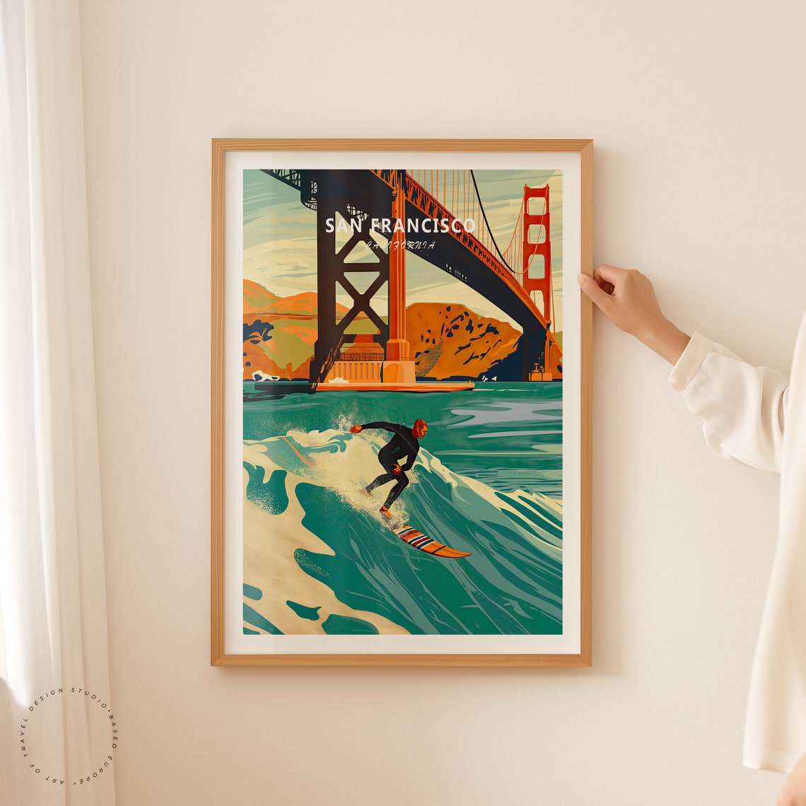 San Francisco California Travel Print California Travel Wall Art San Francisco Surf Poster Custom Travel Poster Birthday Gifts - Image 2