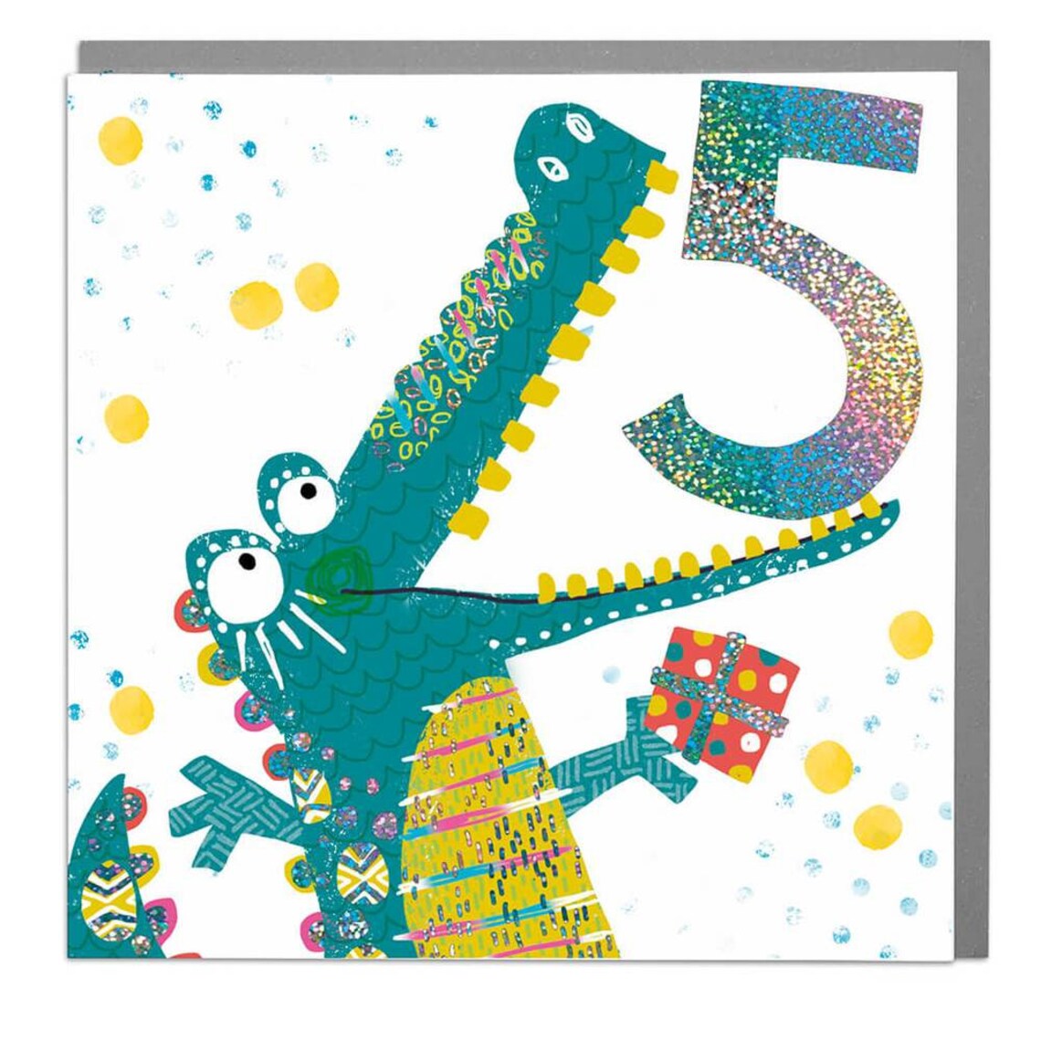 Happy Birthday Age 5 Crocodile Poster Print
