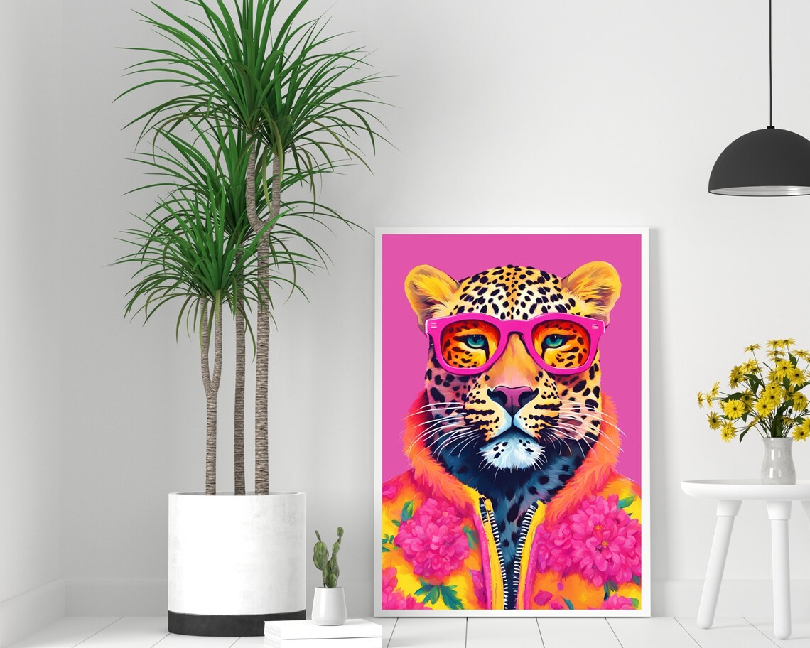 Leopard Fashion Portrait, Funky Animal Art Print - Image 2