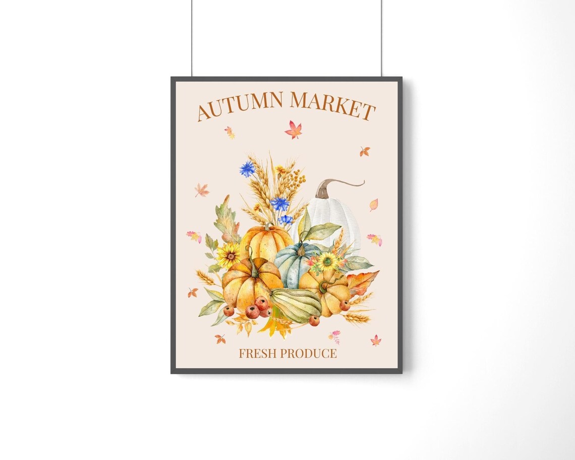 Autumn Market Pumpkin Art Print, Farmhouse Decor - Image 3