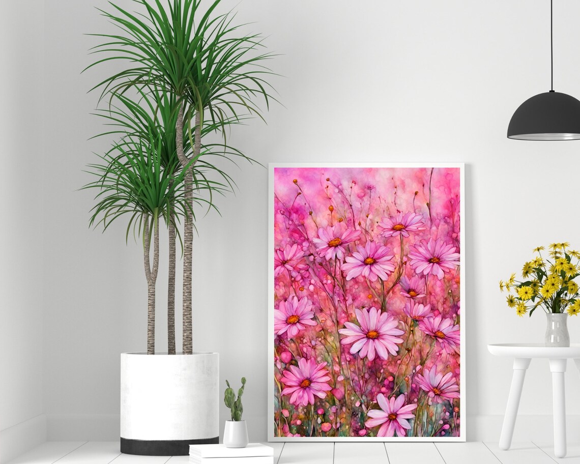 Colorful Daisy Boho Floral Illustration Art Print - Image 2