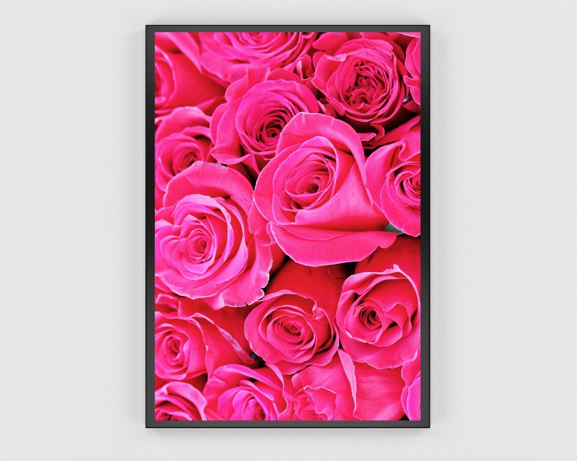 Hot Pink Roses Bouquet Close Up Floral Photography Decor Poster - Image 3