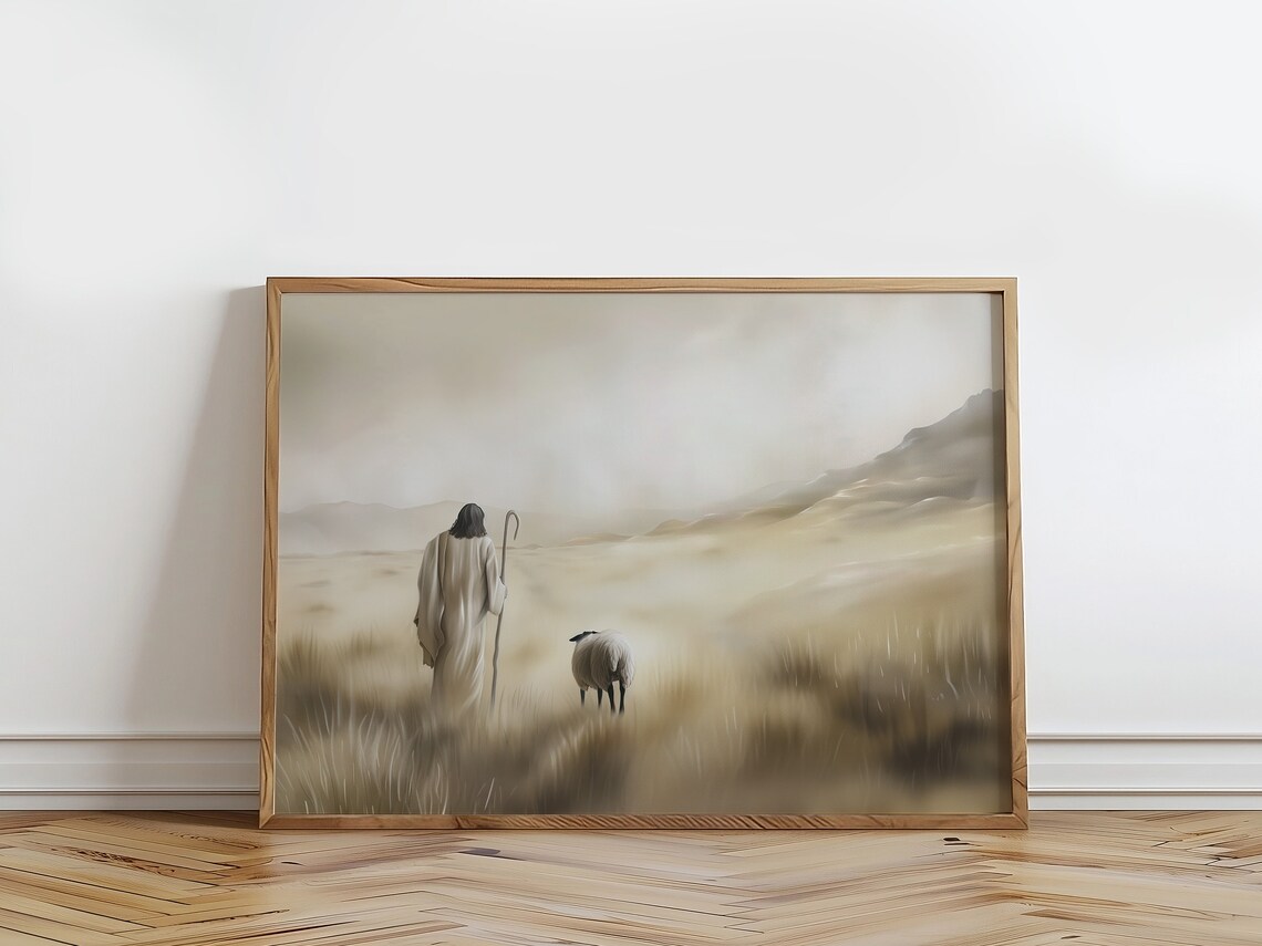 Jesus Leaves The 99 Oil Painting Art Print - Image 3