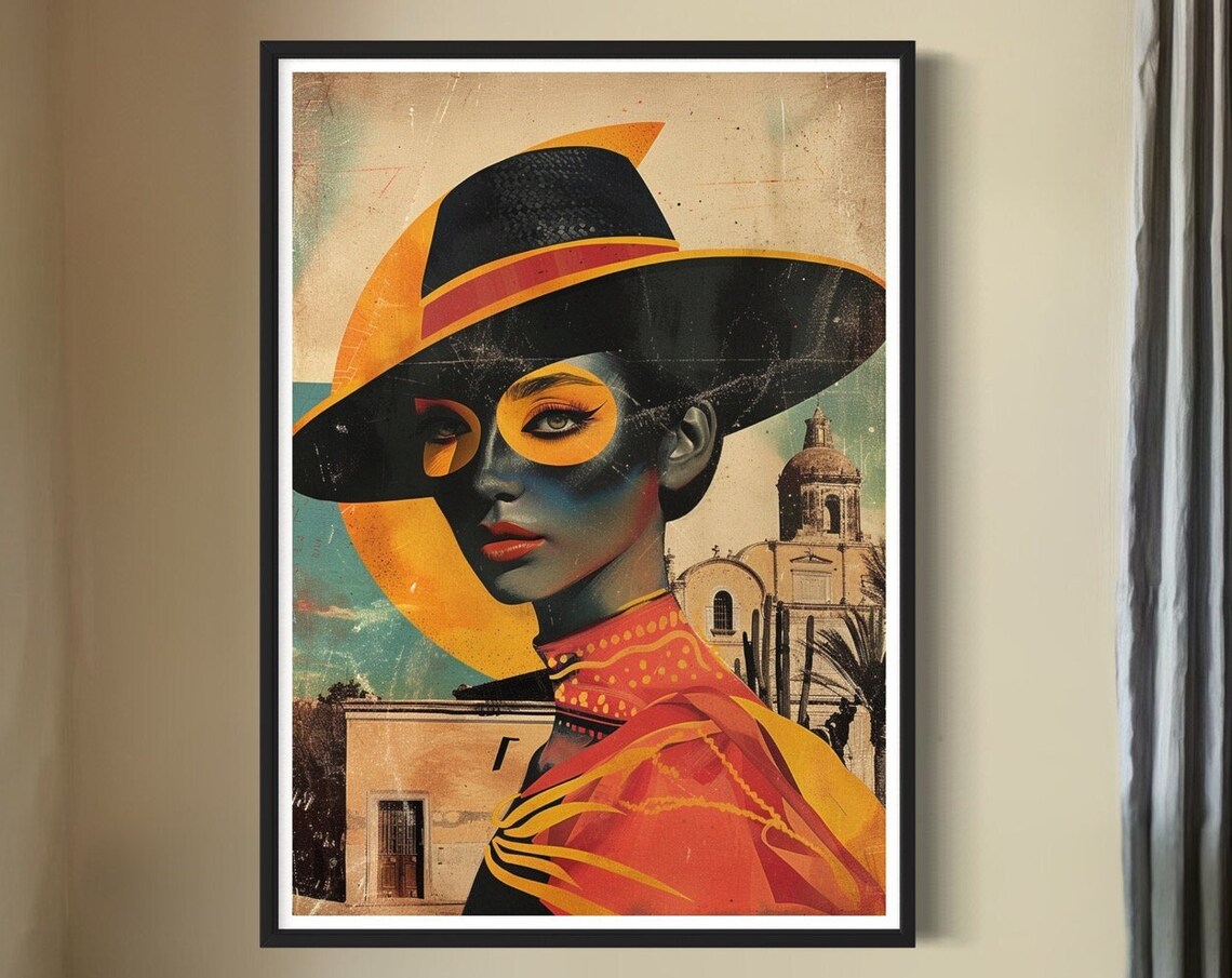 Mexican Woman Day Of The Dead Portrait Hat Retro Dia De Muertos Print