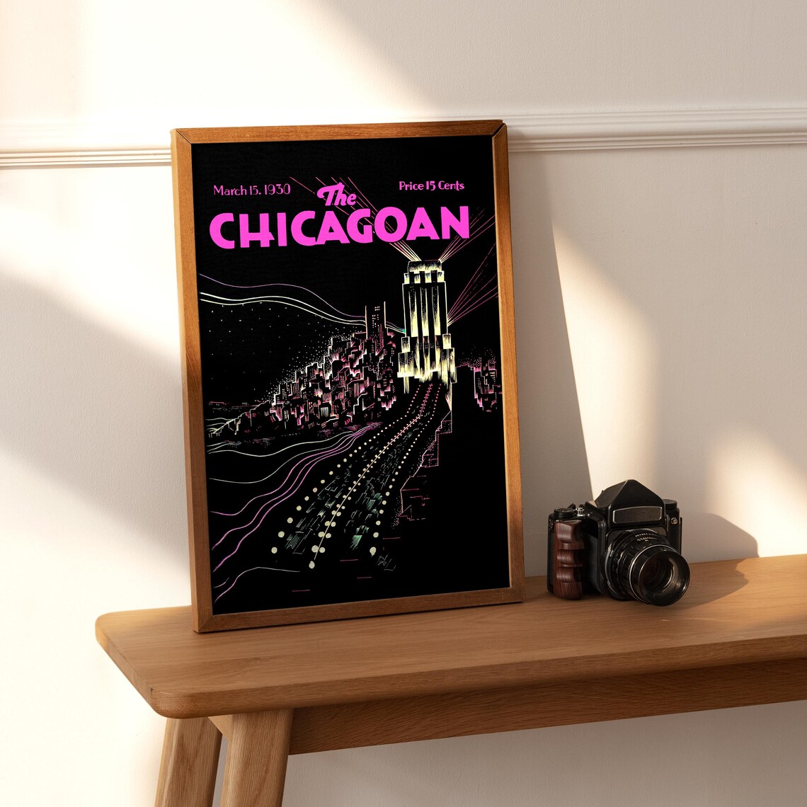 The Chicagoan 1930 Magazine Cover Night City Skyline Art Deco Print - Image 3
