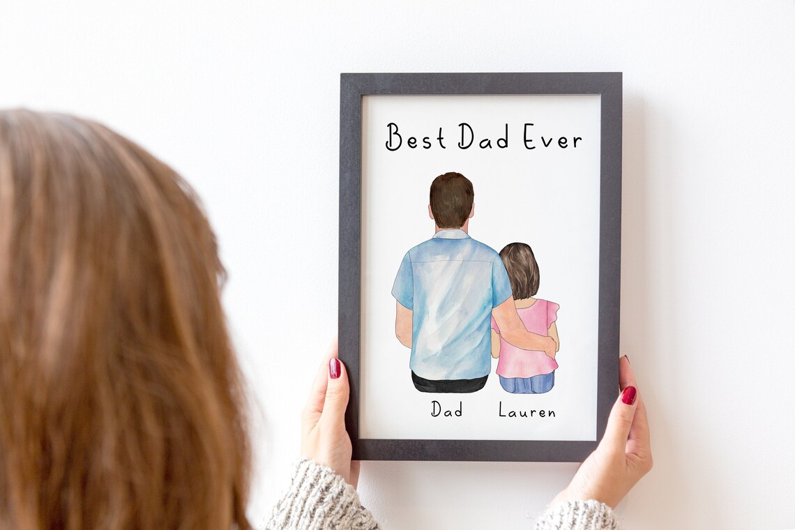 Custom Dad Daughter Portrait, Family Gift Art Print - Image 9