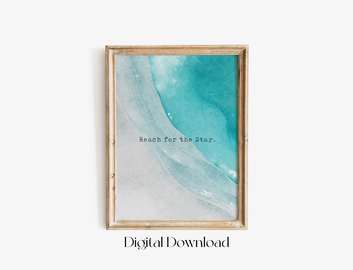 Reach For The Star Watercolor Typography Inspirational Quote Poster - Image 4