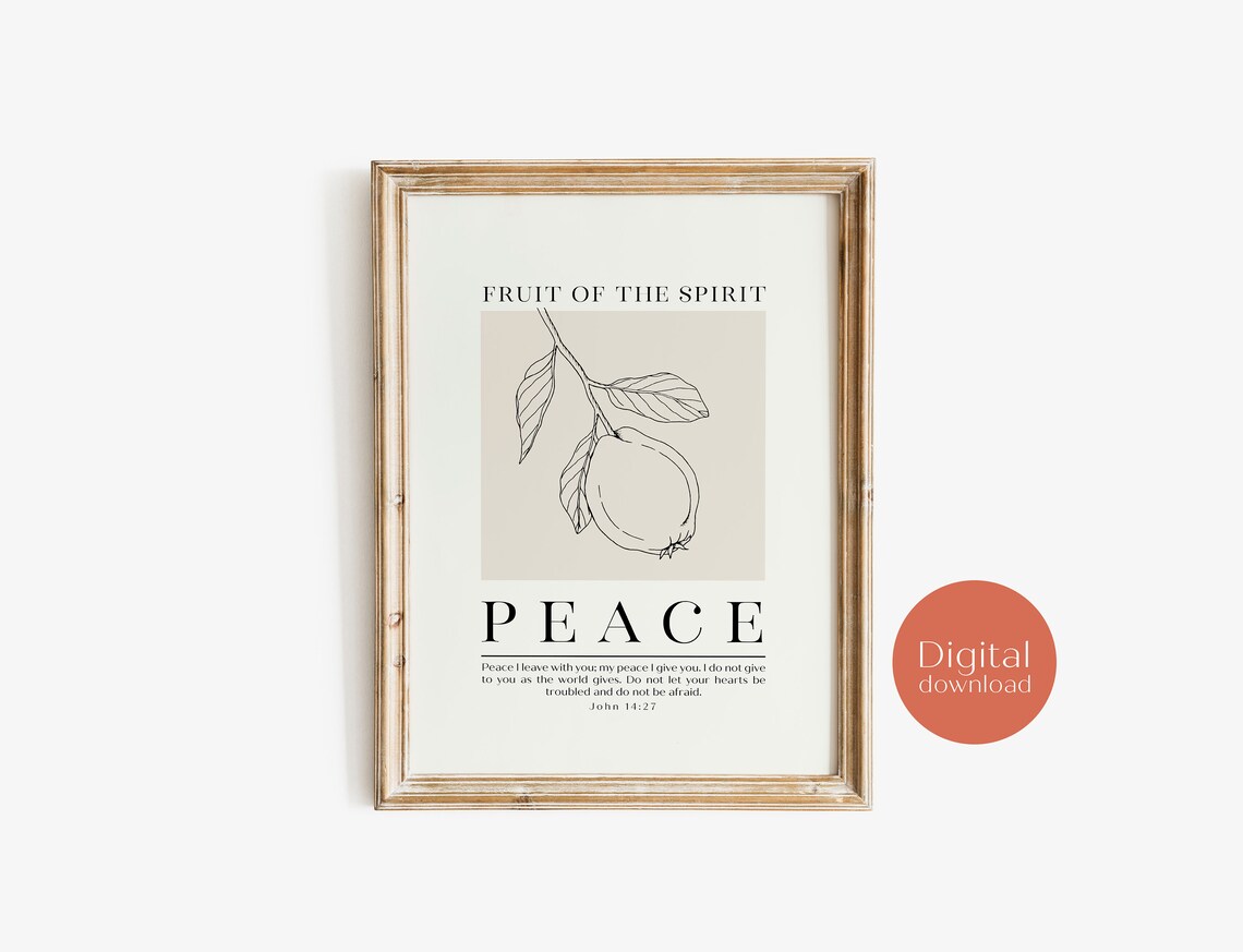 Fruit of the Spirit Peace John 14:27 Botanical Pomegranate Scripture Poster - Image 3