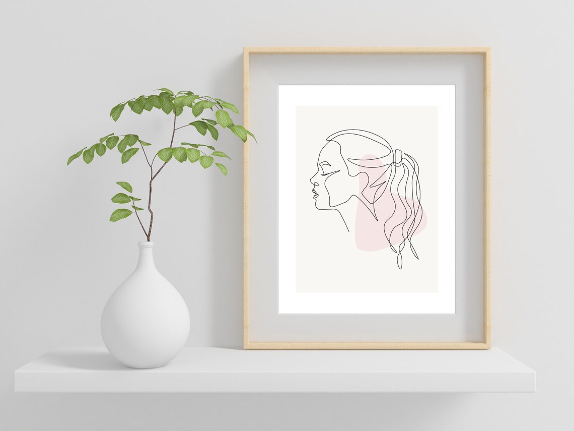 Woman Ponytail Profile Single Line Art Feminine Beauty Poster - Image 4