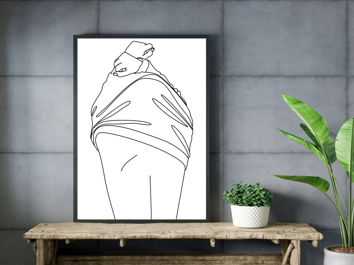 Woman Taking Clothes Off Line Art Woman Body Line Art Print Female Figure Line Art Naked Woman Wall Art Print Minimal Woman Body Art - Image 3