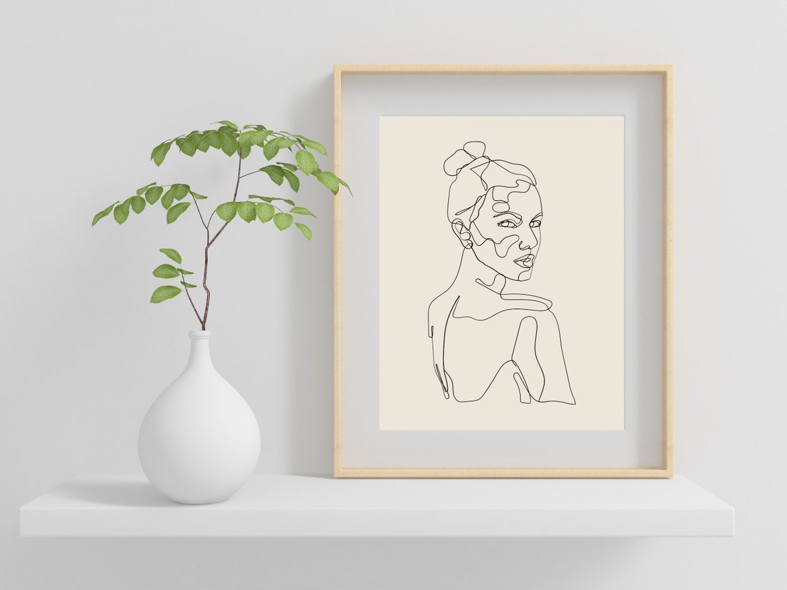 Women With Messy Bun Line Art Minimal Wall Art Female Body Art Women Body Wall Art Body Positivity Female Figure Art Print Art - Image 2