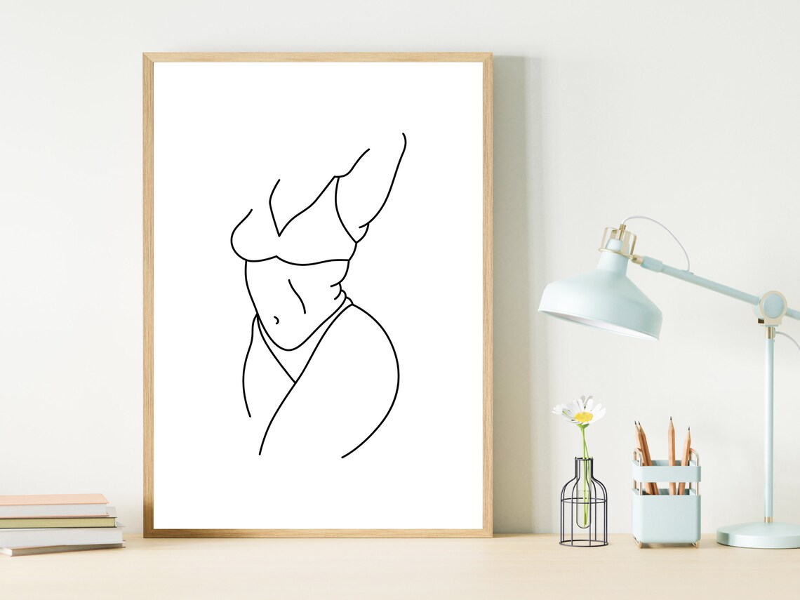 Female Torso In Bikini Minimalist Line Art Body Positivity Poster - Image 3