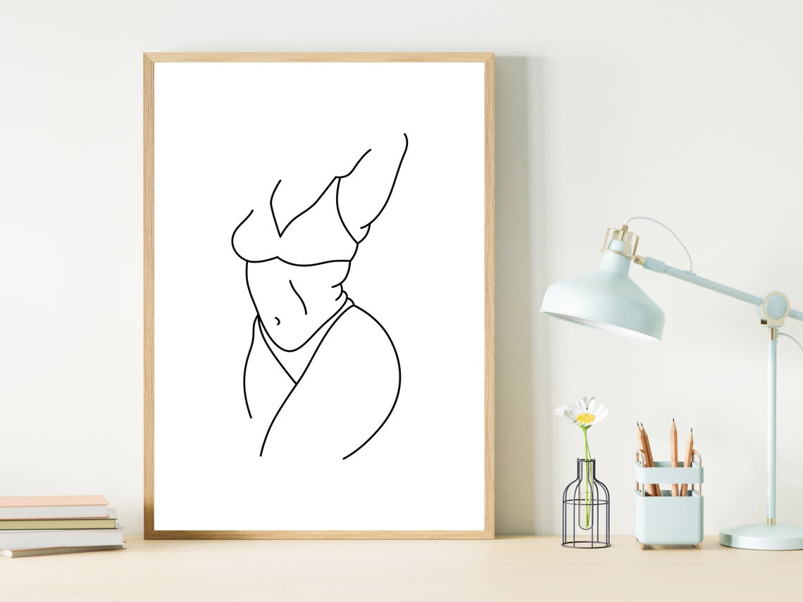 Nude Bikini Female Line Art Abstract Woman Line Art Minimalist Line Drawing Woman One Line Drawing Woman Modern Line Art Woman Body Art - Image 3