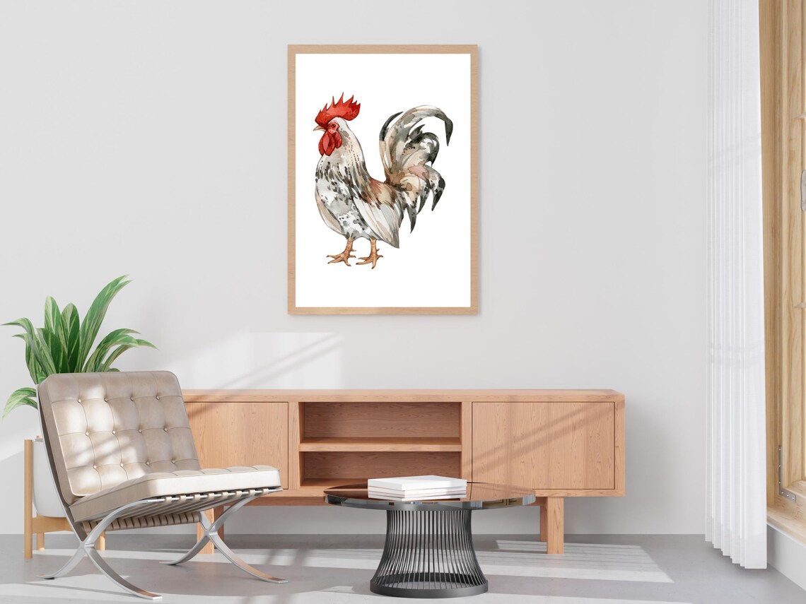 Rooster Watercolor Art Print, Rustic Country Decor - Image 4