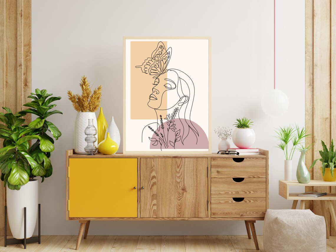 Women Line Art Print Female Figure Line Art Boho Floral Print Abstract Women Body Wall Art Minimal Women Art Print - Image 4