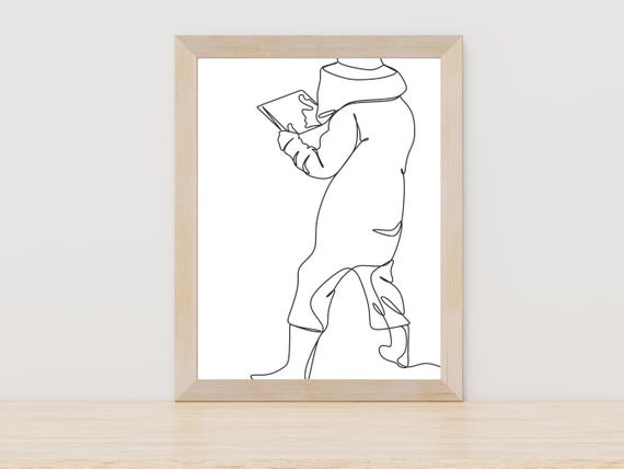 Beekeeper Line Art Bee Art Print Minimalist Bee Illustration Beekeeping Art Beekeeper Art Nature Art Bee Decor Farmhouse Art