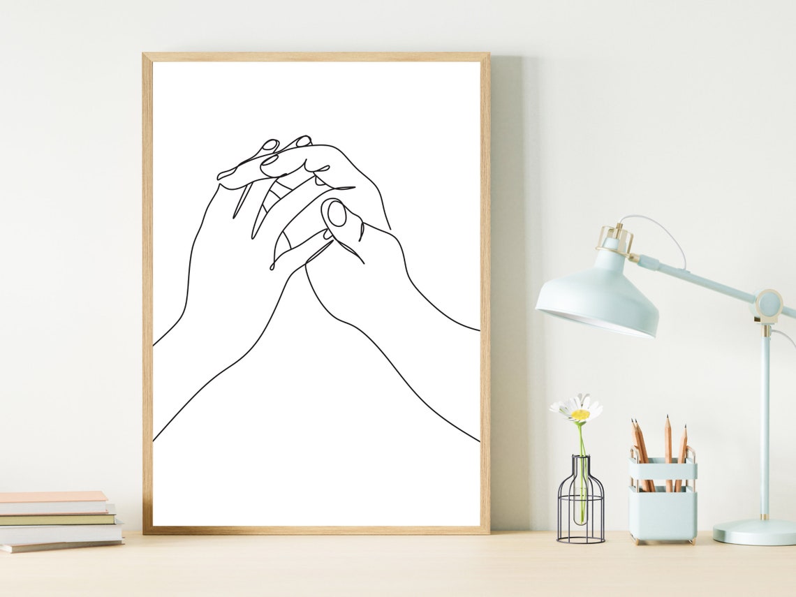 One Line Art Couple Hands Line Art Couple Hand Line Art Couple Print Couple Gift Anniversary Present Gifts For Couple Couple Gifts - Image 3