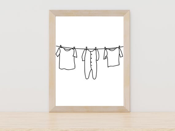 Laundry Line Art Clothes On Line Wall Art Laundry Room Decor Laundry Room Line Art Fashion Line Art Clothes Line Art Laundry Room Art