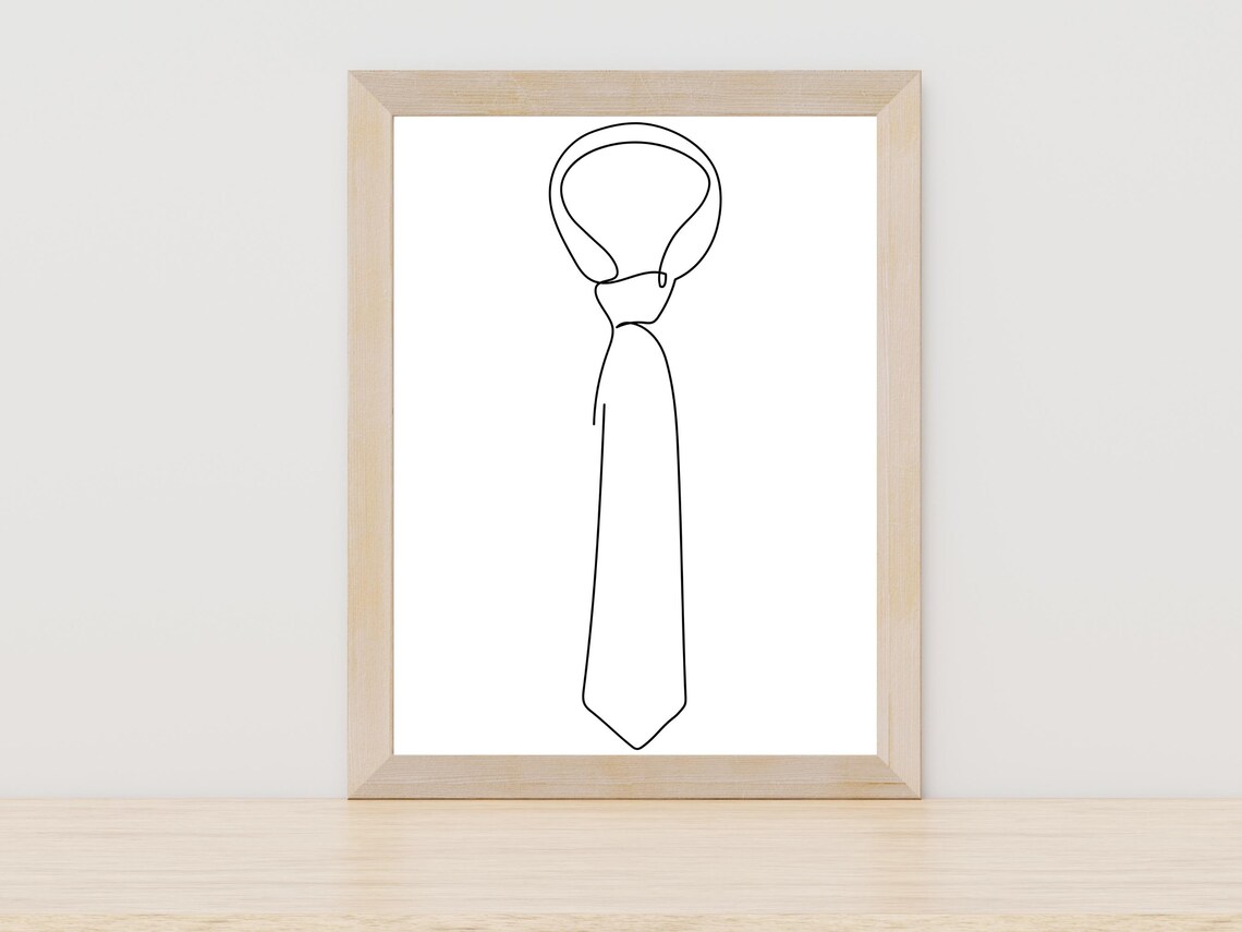 Necktie One Line Drawing Minimalist Tie Mens Fashion Wall Poster