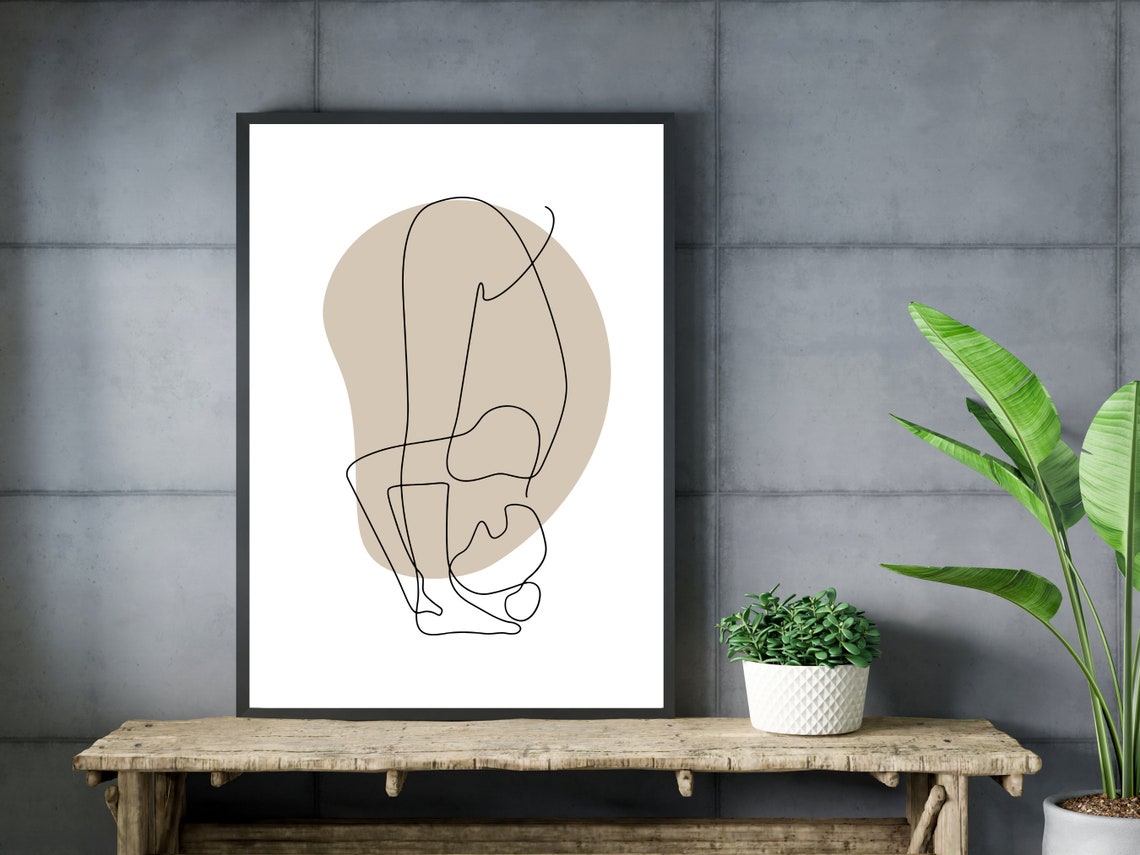 Namaste Yoga Art Print Nude Line Drawing Minimal Yoga Line Drawing Woman Yogi Naked Yoga Woman Line Art Female Meditation Line Art Drawing - Image 3