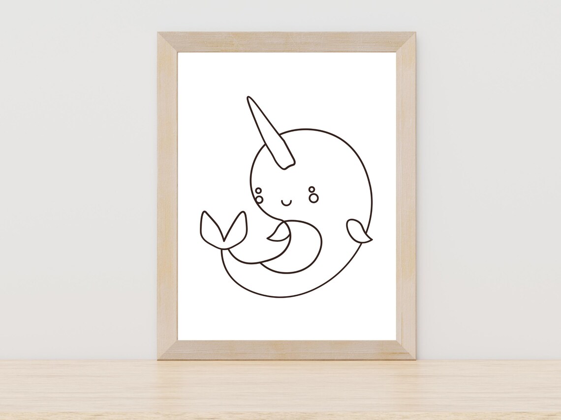 Narwhal Whale Nursery Line Art