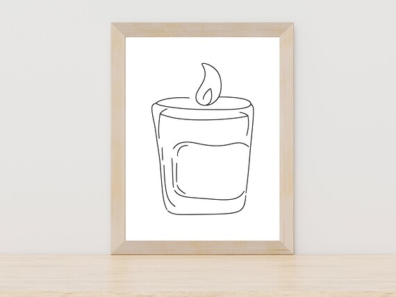 Line Art Candle Wall Art Minimalist Print Abstract Candle Lovers Modern Decor Candle Light Art Print