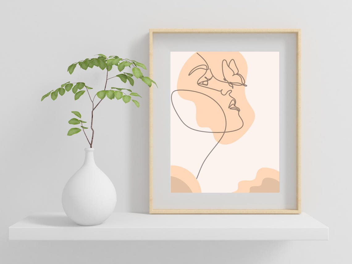 Abstract Woman Line Art With Butterfly Modern Minimalist Poster - Image 2