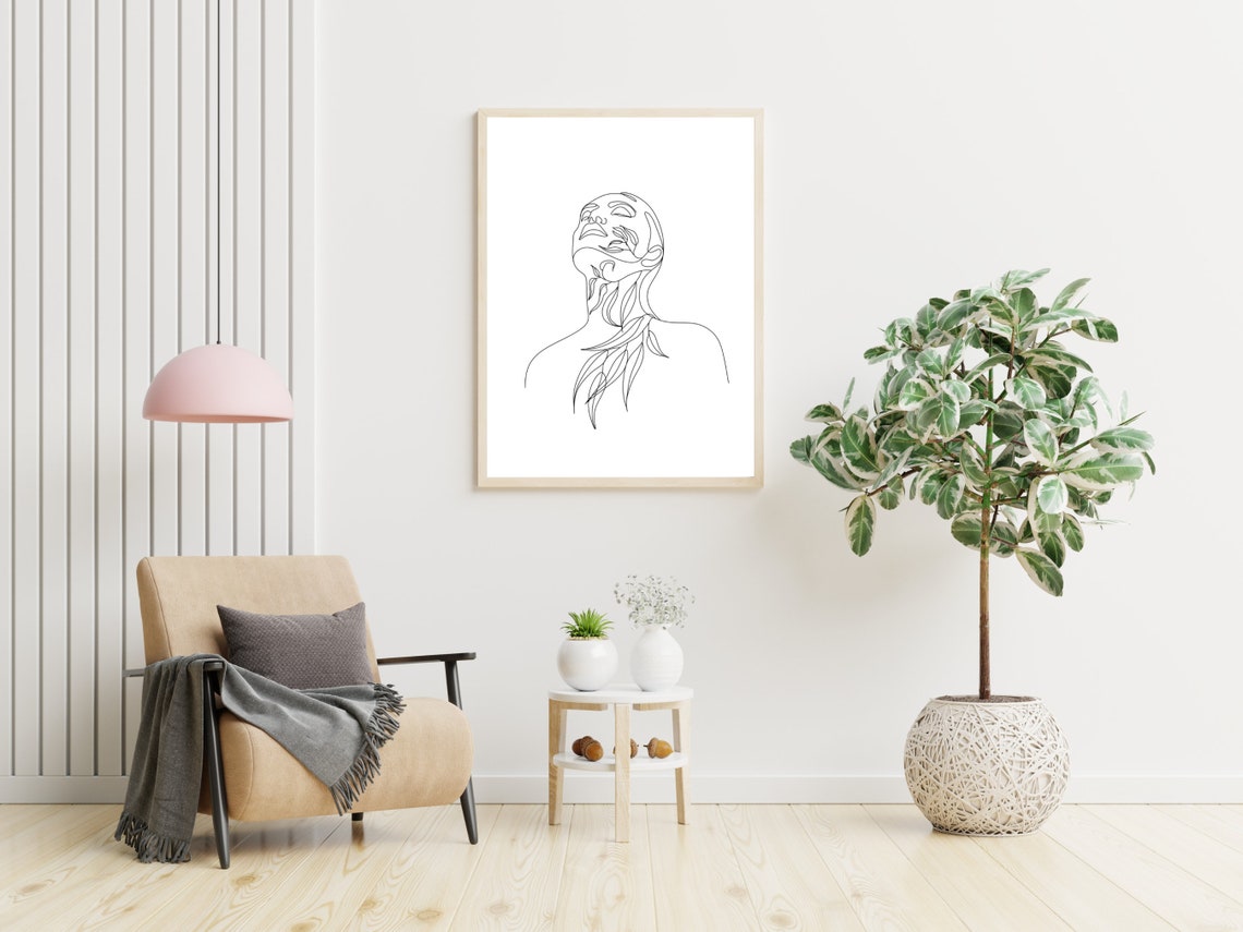 Woman And Leaves Line Art Print Line Drawing Naked Woman Wall Art Abstract Woman Line Art Minimal Empower Print Feminine Woman Poster - Image 2