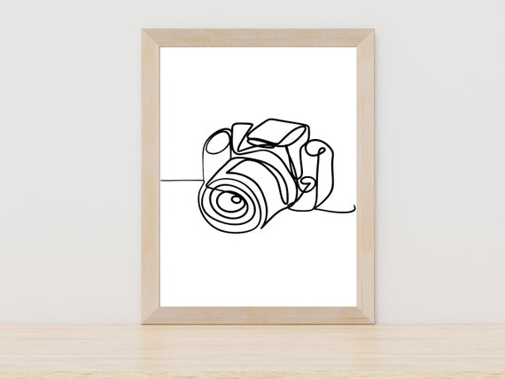 Camera Line Art Dslr Camera Line Art Drawing Photographer Illustration Line Art Camera Drawing Print Gift For Photographer Camera