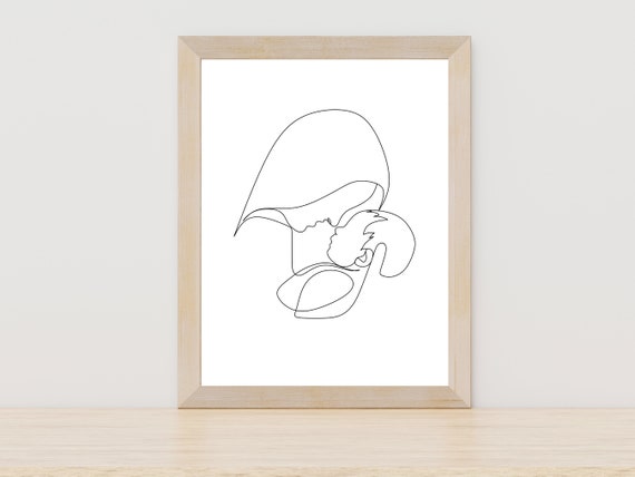Line Drawing Mother And Baby Mothers Day Gift Mother And Child Wall Art Infant Art Newborn Art Mother And Baby Gift Nursery Decor Art