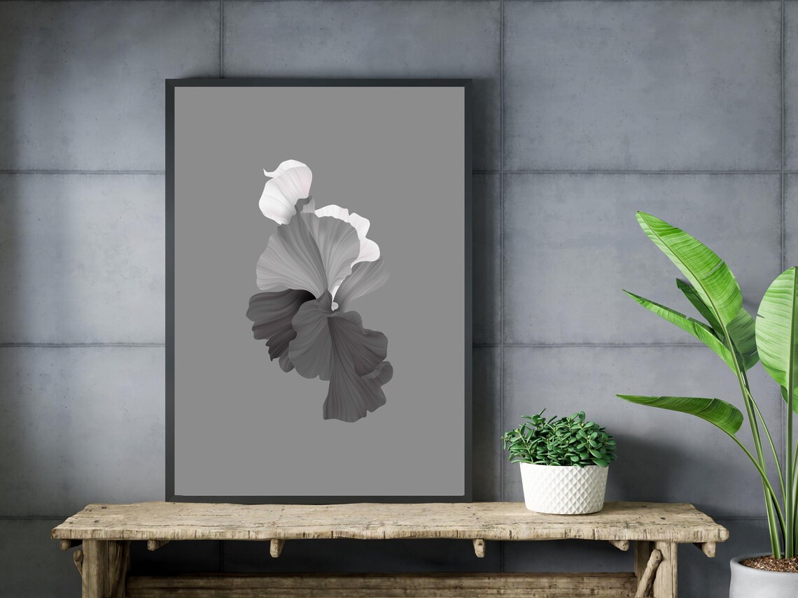 Abstract Grey Petal Shapes Modern Minimalist Neutral Wall Poster - Image 3
