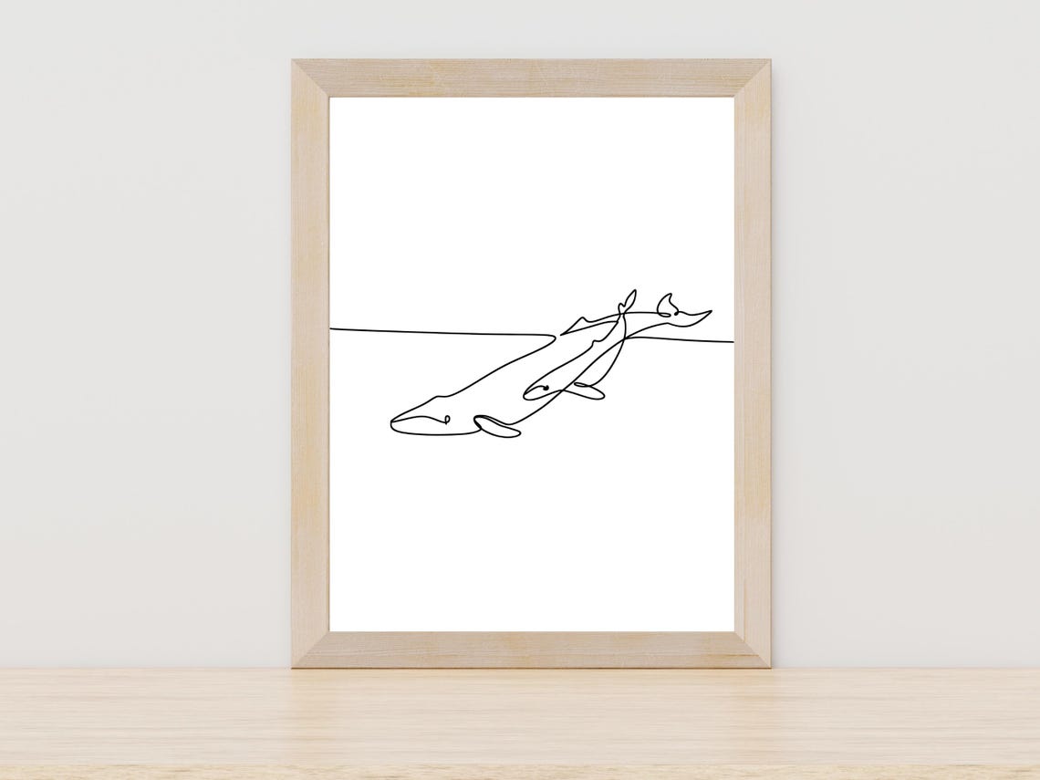 Minimalist Dolphin Single Line Art Ocean Animal Decor Poster