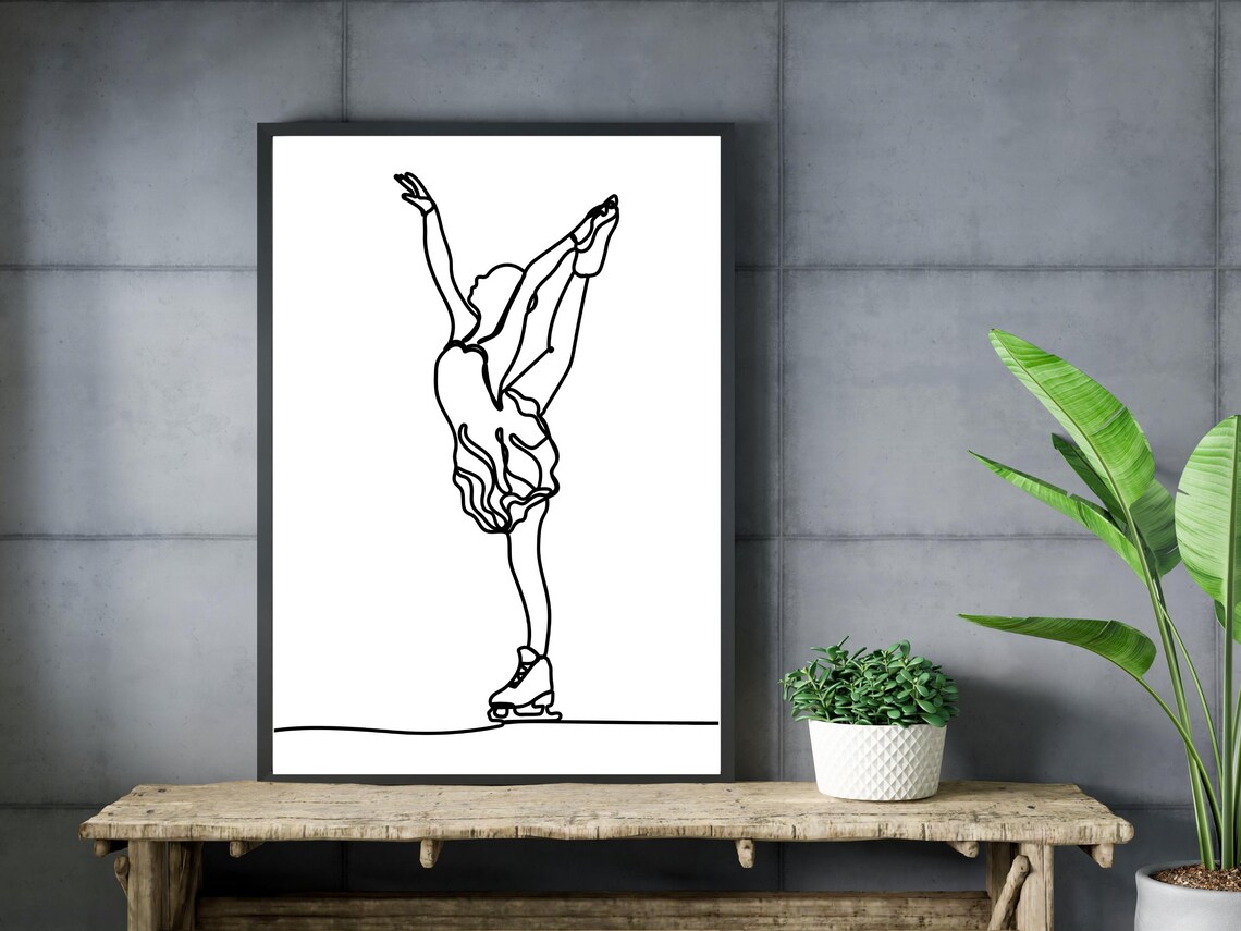 Female Ice Skater Line Art Female Figure Skater Minimal Wall Art Ice Skater Line Art Minimal Ice Skating Wall Art Gift For Ice Skater - Image 3