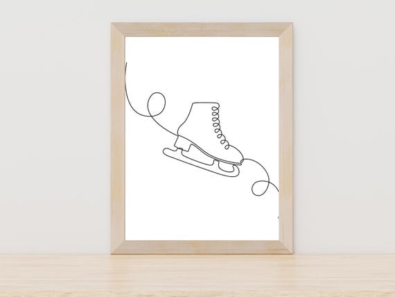 Ice Skate One Line Artwork Ice Skates Minimal Sketch Skating Drawing Skating Lover Gift Minimal Sports Line Art Figure Skating Drawing