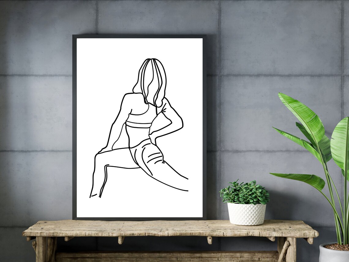 Woman Stretching Workout Single Line Art Minimalist Gym Fitness Poster - Image 3
