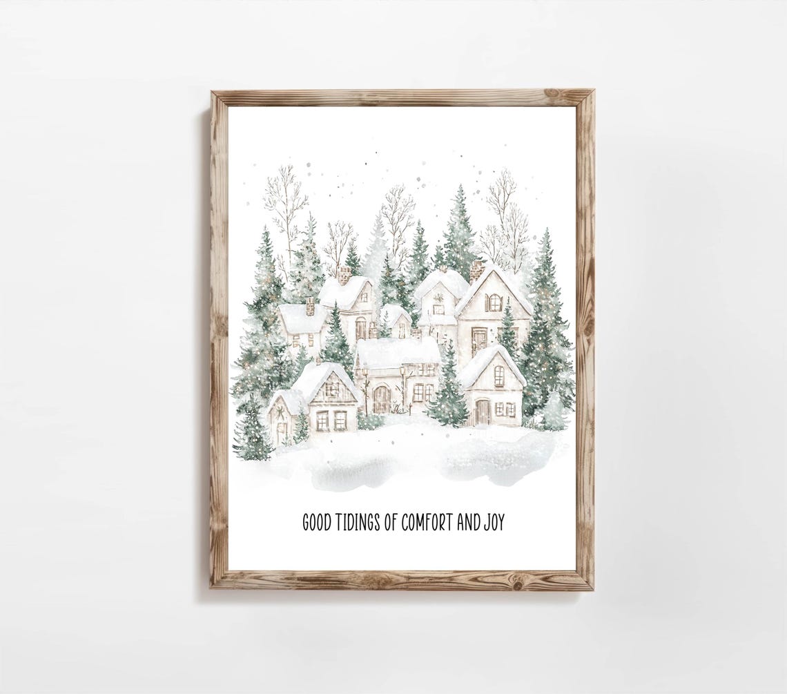 Good Tidings Of Comfort And Joy Christmas Song Decor 5x7 8x10 11x14 16x20 Winter Village Sign Inspirational Wall Art Diy Decor - Image 2