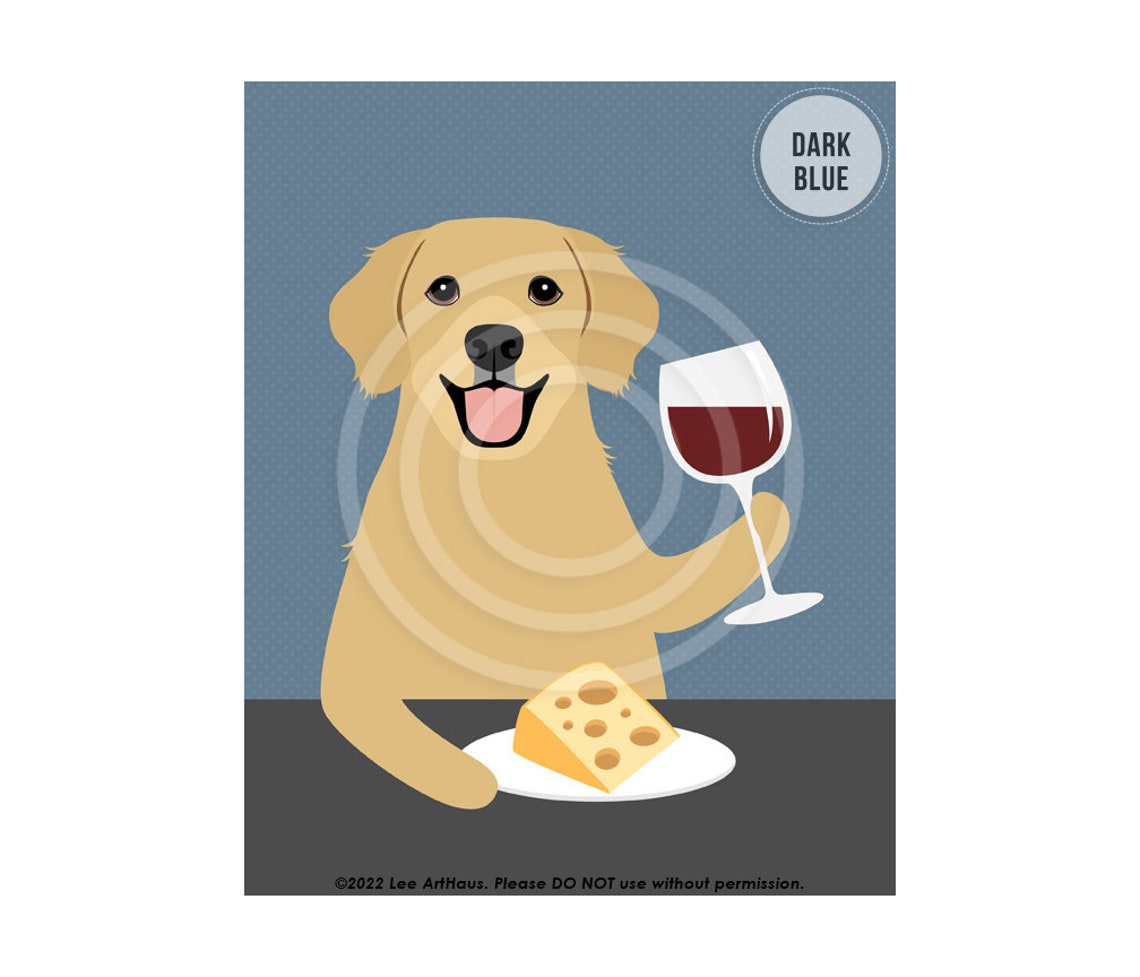 585dp Animal Art Golden Retriever Drinking Wine Wall Art Golden Retriever Gifts Pet Gifts Golden Retriever Art Bar Decor Pet Art