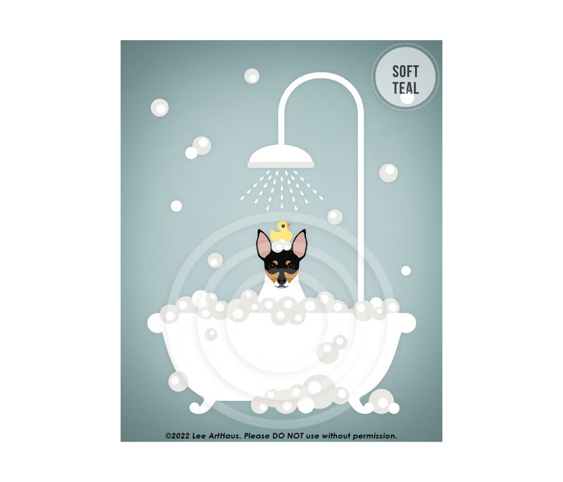 Toy Fox Terrier Bubble Bath Shower Rubber Duck Cute Dog Art Poster - Image 4