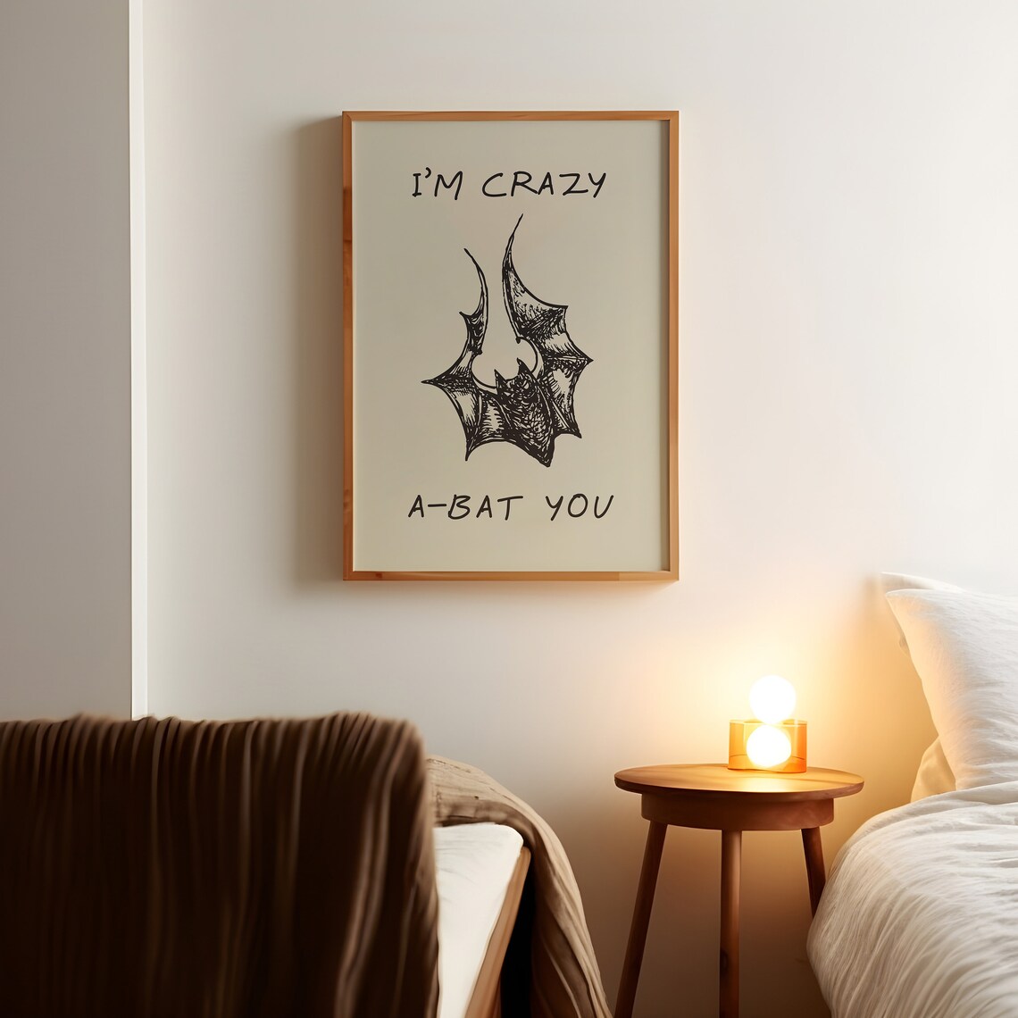 I'm Crazy A-Bat You Funny Halloween Hanging Bat Pun Poster Art - Image 3