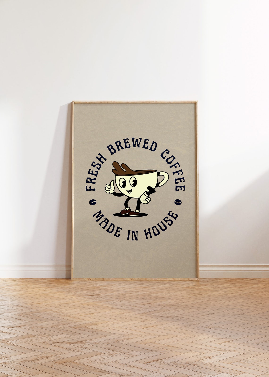 Fresh Brewed Coffee Made In House Retro Mascot Kitchen Art Poster - Image 4