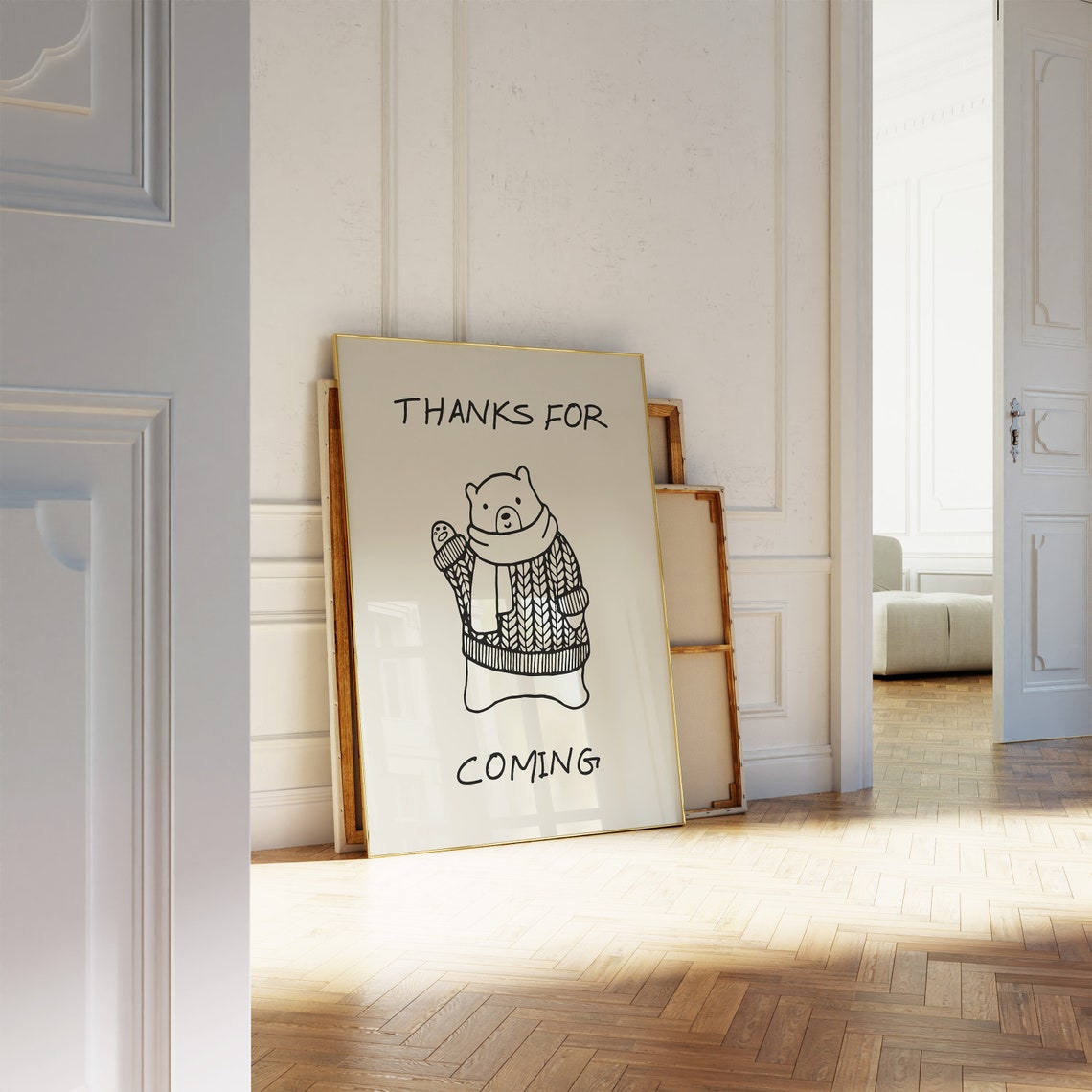 Thanks For Coming Cozy Polar Bear Sweater Cute Winter Poster - Image 3