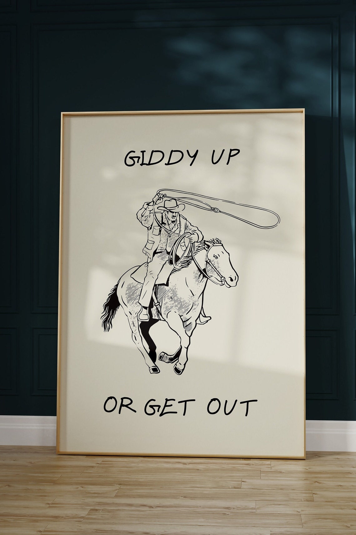 Giddy Up Or Get Out Engraved Cowboy Horse Lasso Western Poster - Image 2
