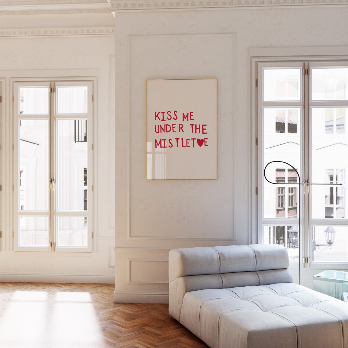 Kiss Me Under The Mistletoe Christmas Art Print - Image 2