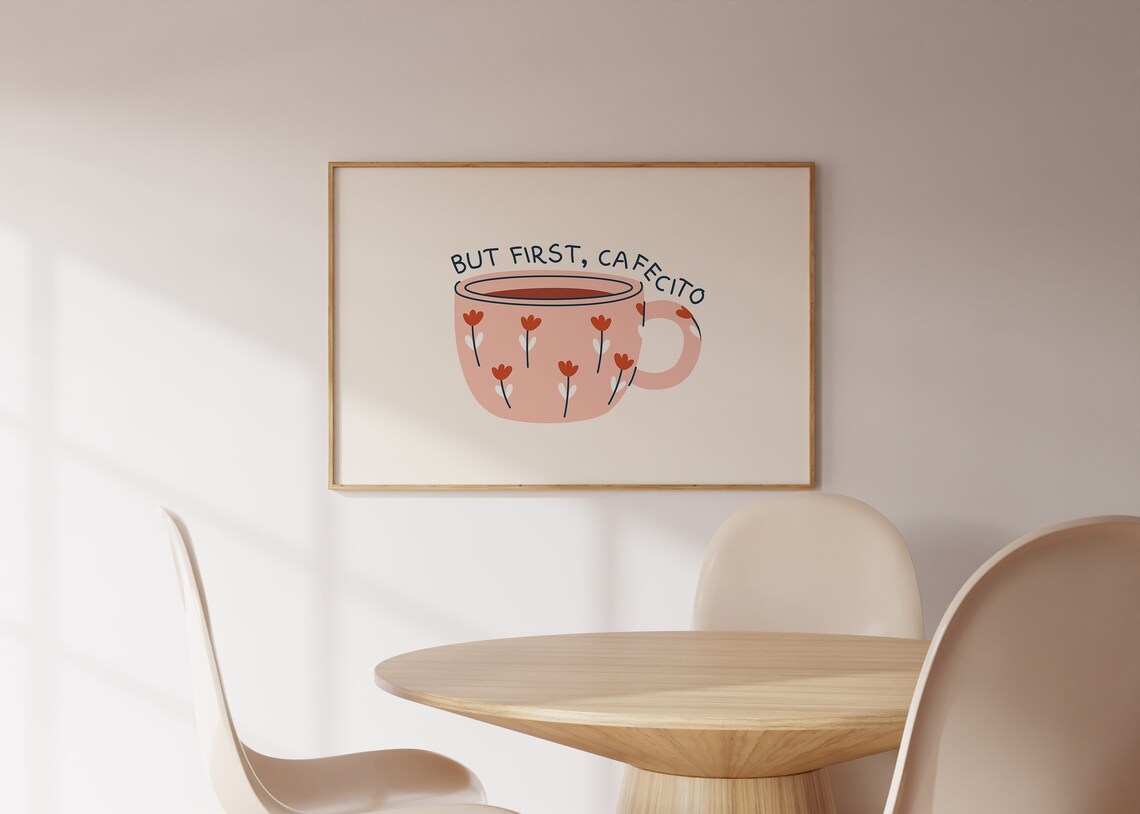 But First Cafecito Print Spanish Coffee Art Print Minimalist Coffee Poster Cute Kitchen Wall Decor 1 Horizontal Print - Image 3