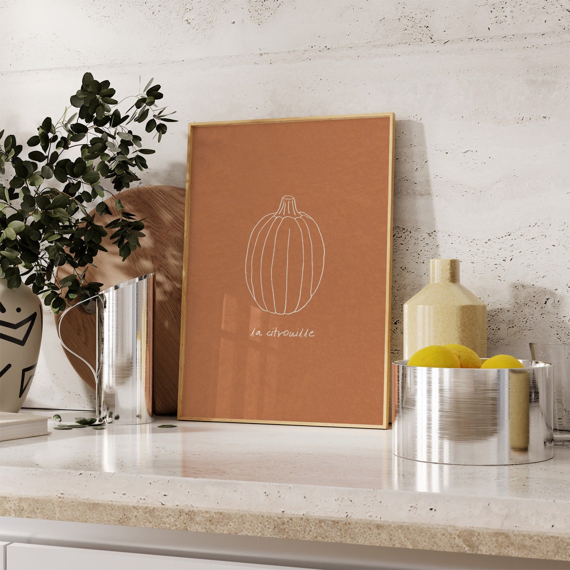 La Citrouille French Pumpkin Line Art Minimalist Fall Decor Poster - Image 3