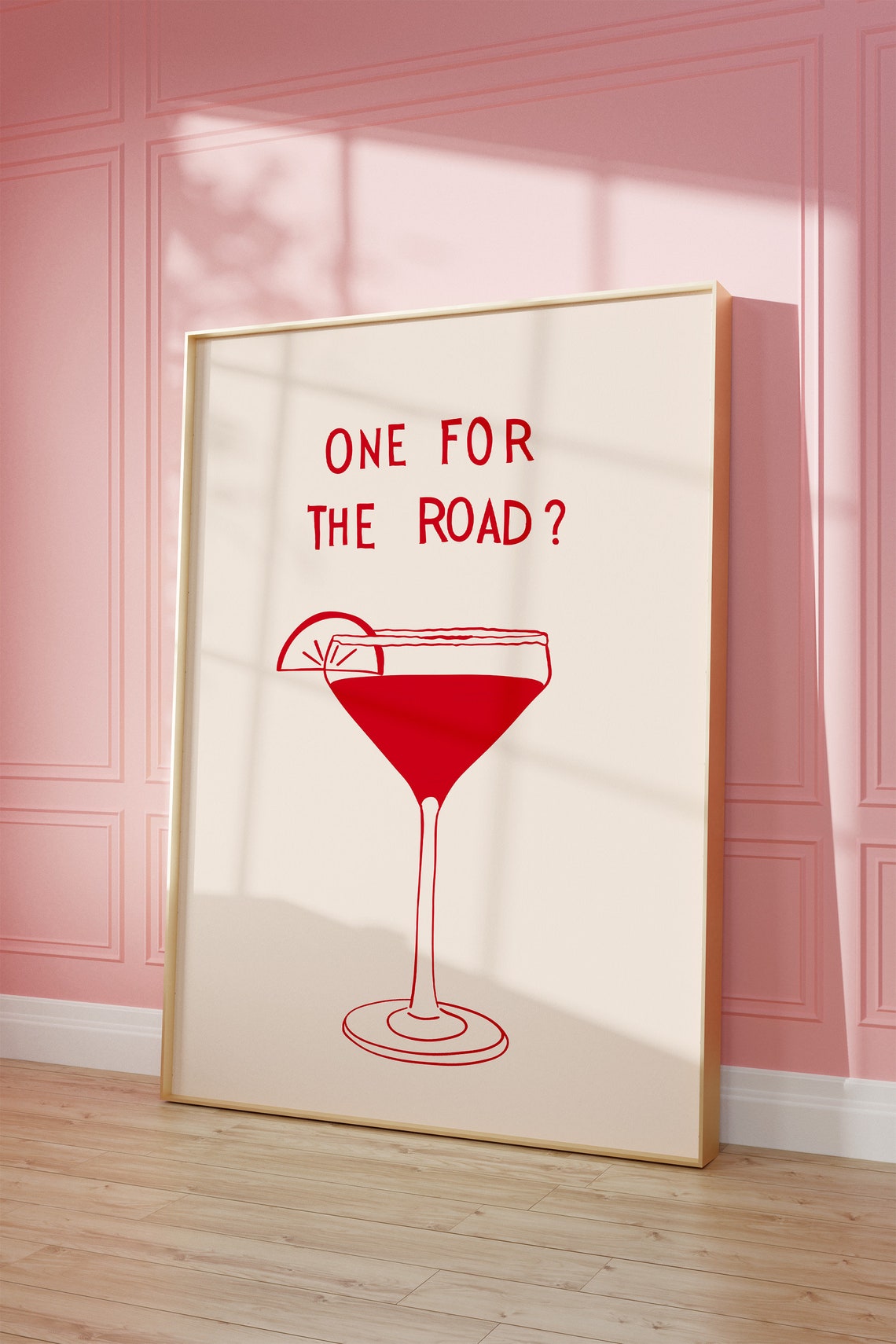 One For the Road Cocktail Martini Glass Bar Cart Decor Poster - Image 3