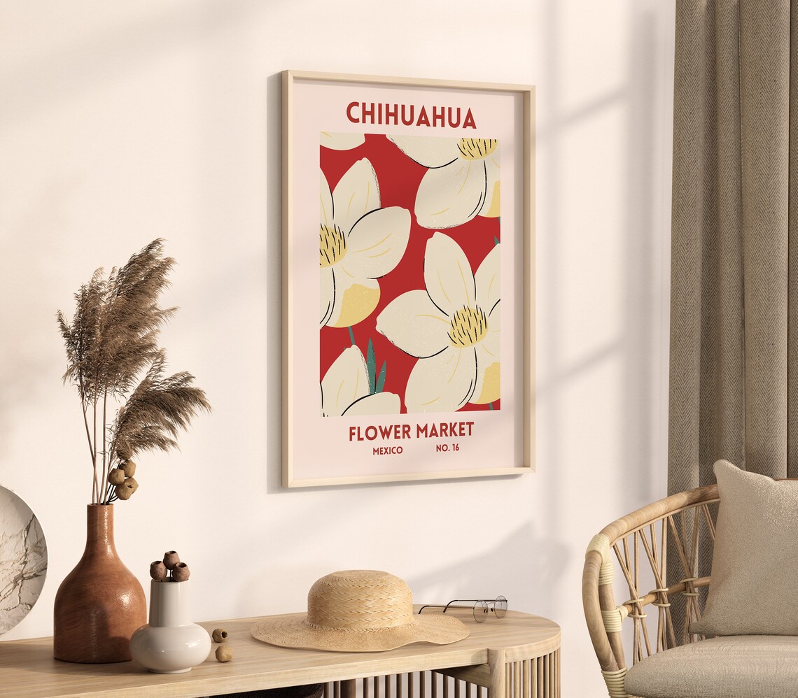 Chihuahua Mexico Flower Market White Magnolia Botanical Print - Image 2