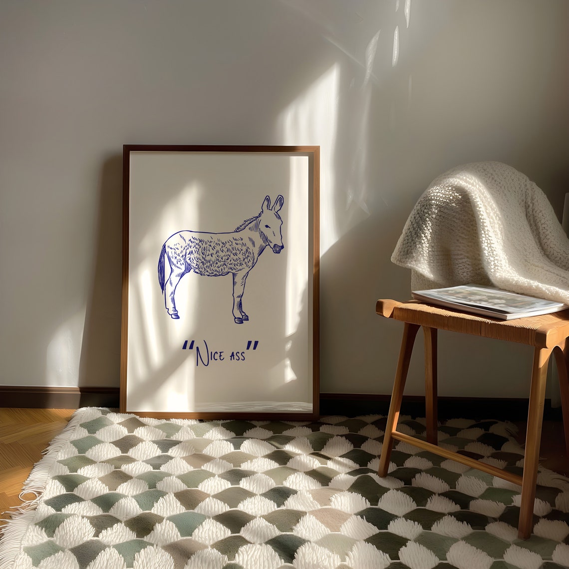 Nice Ass Funny Donkey Illustration Humorous Bathroom Wall Decor Print - Image 3